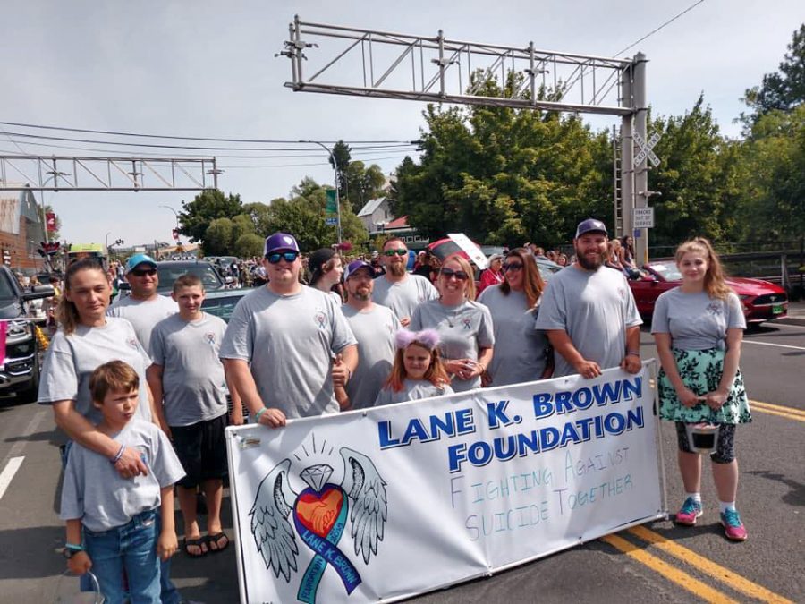 The Lane K. Brown Foundation is a local nonprofit that provides resources for those struggling with suicidal ideation. Volunteers and team members are pictured here at the 2019 National Lentil Festival Parade in downtown Pullman.