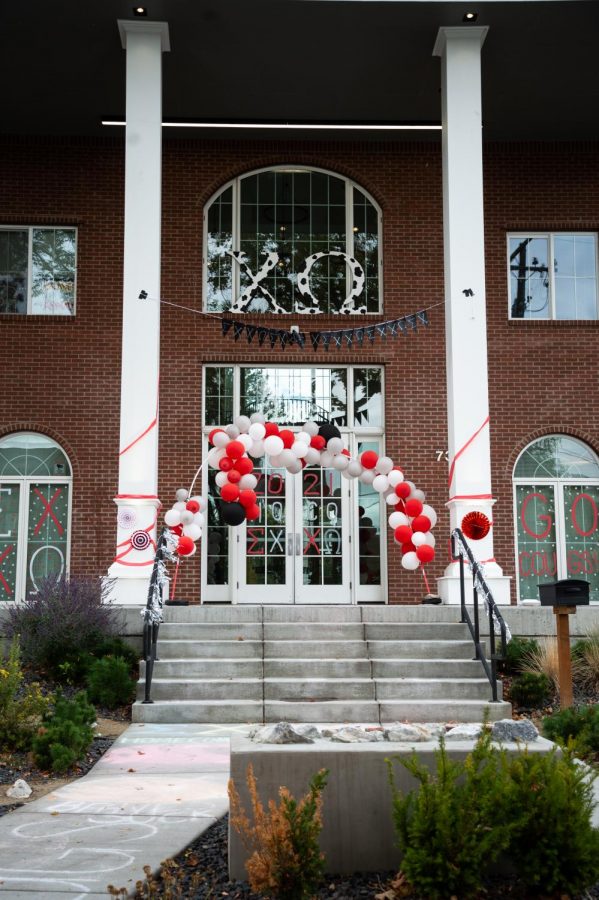 Sigma Chi decorates their house for homecoming week, Wednesday, Oct. 6, 2021, in Pullman, Wash.