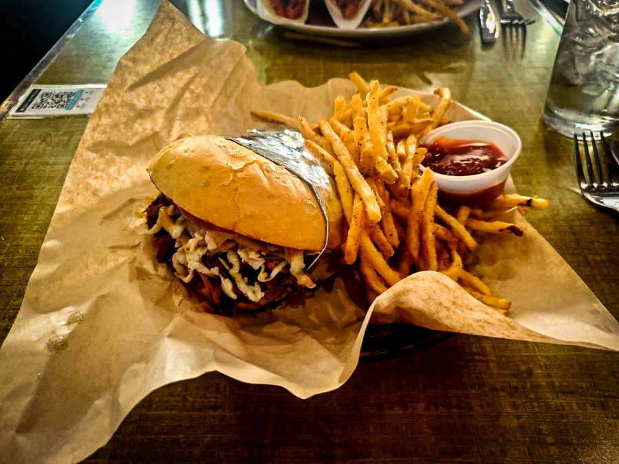 South Fork's pulled pork sandwich with fries is delicious for both the first meal and for leftovers.