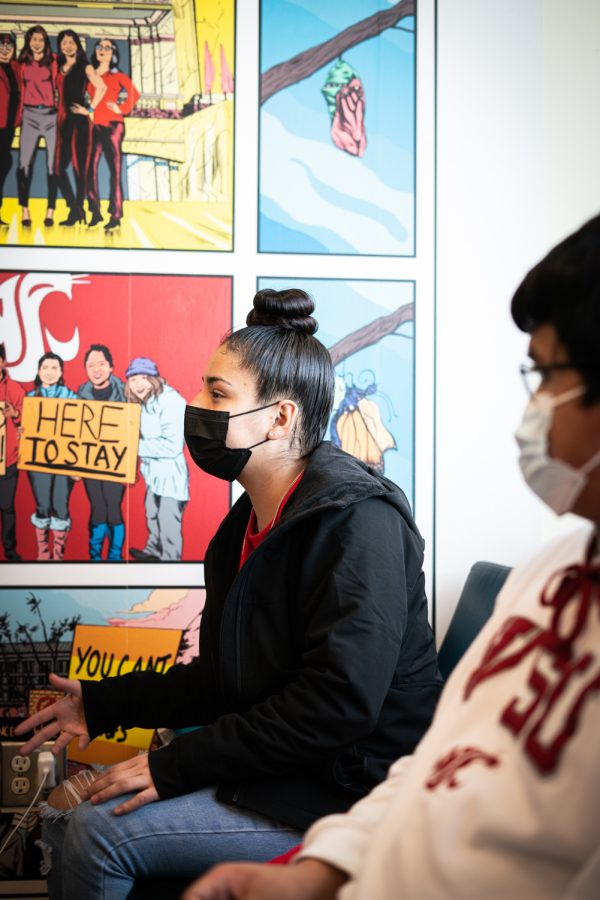 Gabby-Rodriguez-Garcilazo speaks to Josiah Pike about the benefits that are brought to her by the Undocumented Initiatives program on November 1st, 2021 at the 4th floor of the Compton Union Building in Pullman, WA.
