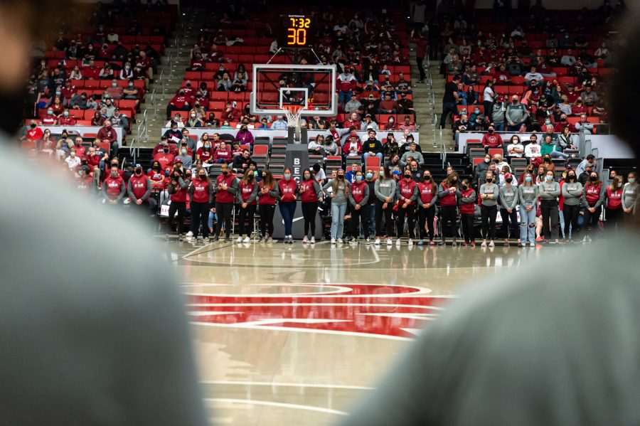 WSU recognizes scholar student athletes during halftime of an NCAA collegiate basketball game against Arizona, Feb. 10.