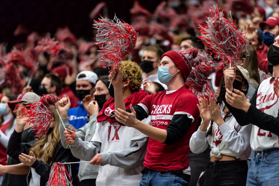 WSU+students+cheer+on+the+mens+basketball+team+before+an+NCAA+college+basketball+game+against+UW+in+Beasley+Coliseum%2C+Feb.+23.