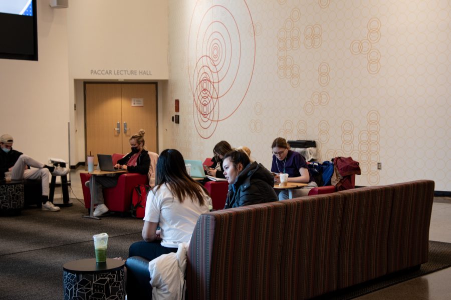 Students studying in the Spark, Feb. 22.