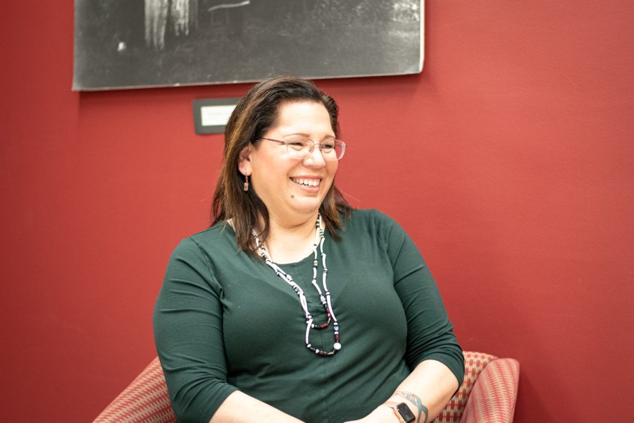 Sharon Mail Kanichy (Makah tribe), assistant director of tribal relations and recruitment, discusses how Native American students in CAHNRS will be able to apply their degrees toward helping their tribe with the assistance of next years scholarships. February 14th, 2022.