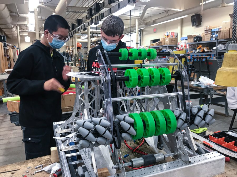 Students from the Palouse Area Robotics Team develop a robot for the FIRST competition.