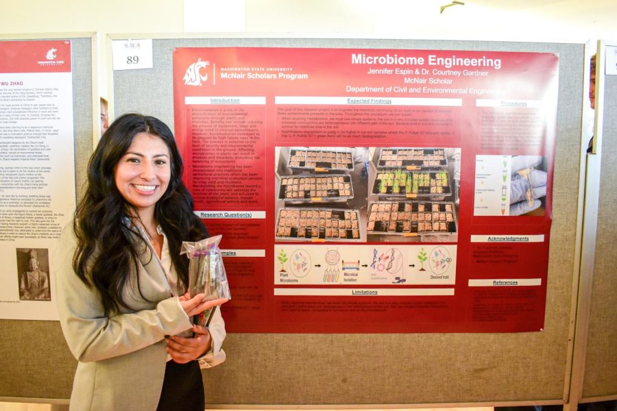 Jennifer Espin, senior civil engineering major, presented her work at the Showcase for Undergraduate Research, March 28.