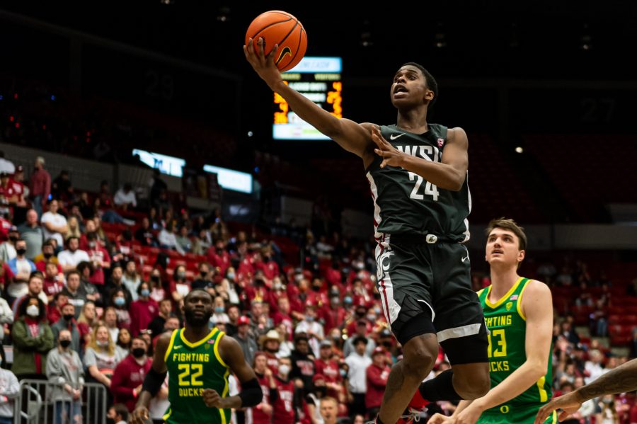 WSU+guard+Noah+Williams+%2824%29+jumps+for+a+layup+during+the+second+half+of+an+NCAA+college+basketball+game+against+Oregon+in+Beasley+Coliseum%2C+March+5.