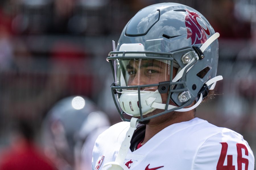 WSU defensive back Cole Norah warms-up before the 2022 Spring Game, April 23, at Martin Stadium.