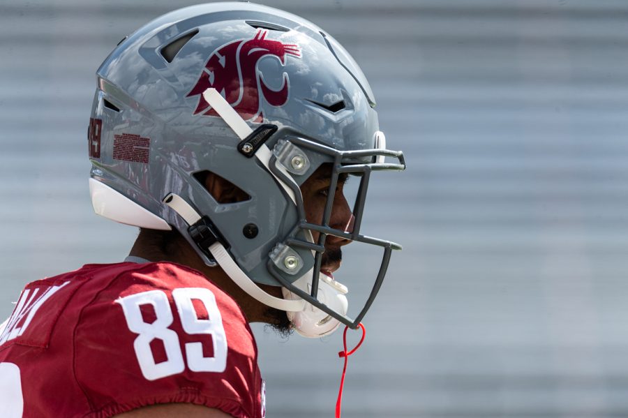 WSU wide receiver Tsion Nunnally warms-up before the 2022 Spring Game, April 23, at Martin Stadium.