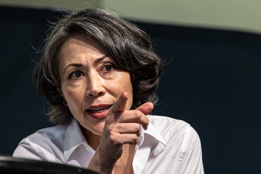 Edward R. Murrow Lifetime Achievement Award recipient Ann Curry discusses humanitarian and war reporting during Murrow Symposium 46, April 5.