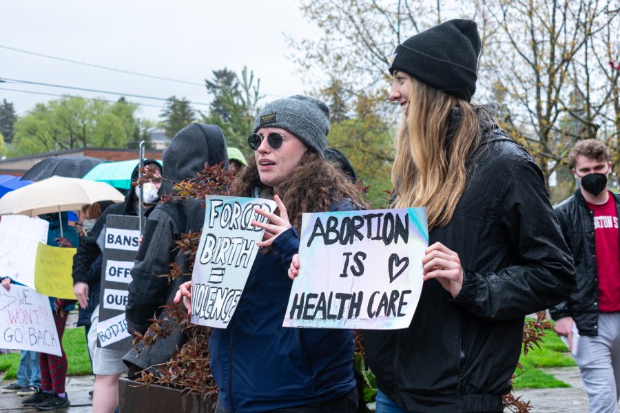 Pullman residents support abortion access for women at the Womens March Foundations Bans Off Our Bodies rally, May 14. 