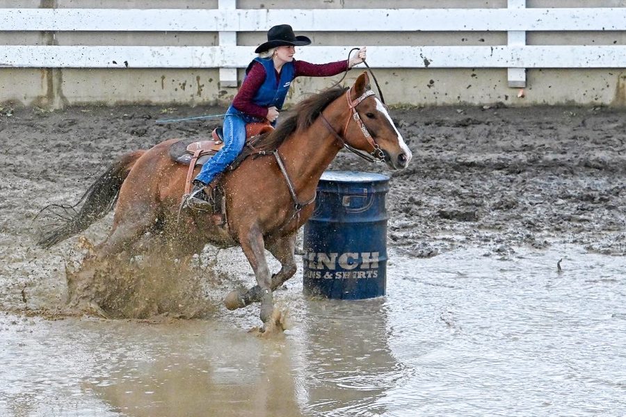 Josie Goodrich competes in Hermiston, Ore., at the last collegiate rodeo of the year, earning one of the top three spots in the Northwest Region for the College National Finals rodeo on April 30. 
