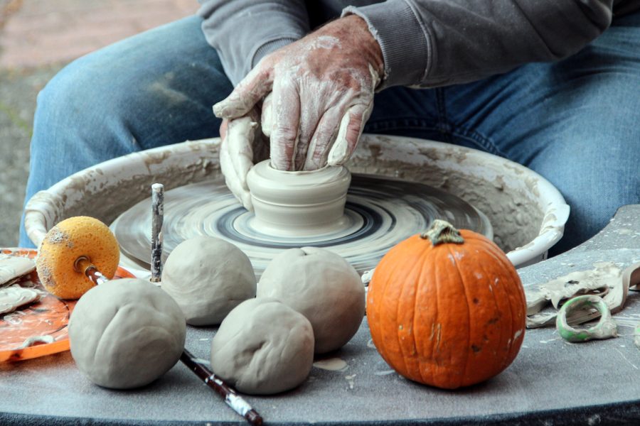 Terracotta Pottery hosts an outdoor event on Main St where workers and attendees were welcome to observe, learn, and participate in pottery making. Oct 7.