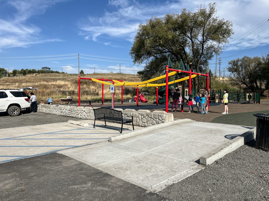 Children utilize Pullmans first ADA-accessible park on October 11.