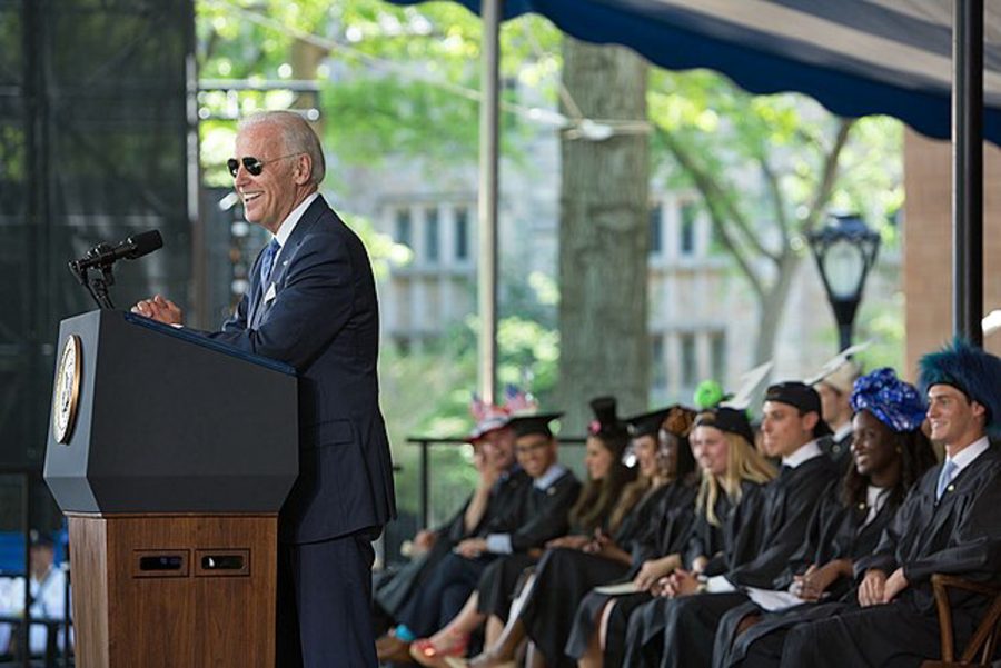 Biden giving a commencement speech, 2015.