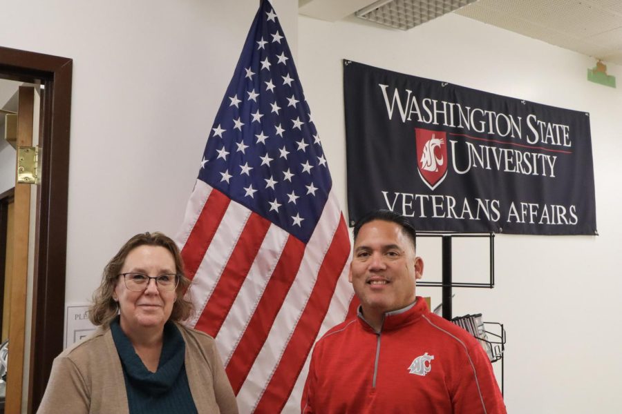 Penny Martinez (left) stands in front of the Veterans and Military-Affiliated Student Services center, which she hopes to expand. 