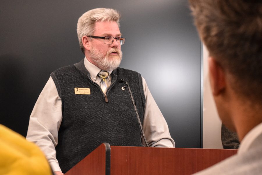 Blaine Eckles, Vice Provost for Student Affairs and Dean of Students, speaks on Idaho student safety and WSU student safety, Nov. 16. 