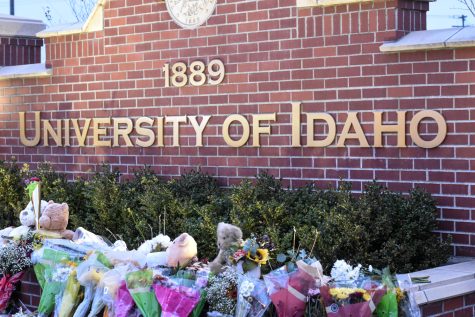 Idaho community leaves flowers and gifts to remember the 4 students murdered at the University of Idaho, Nov.16, 2022.  