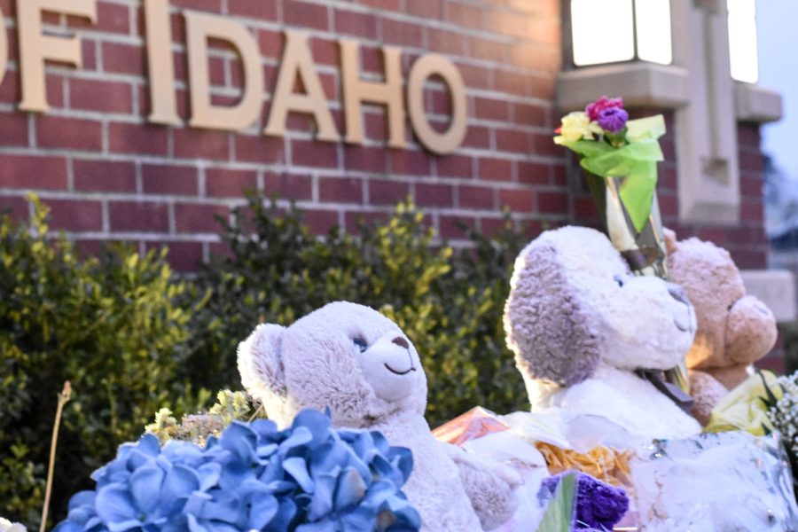Idaho community leaves flowers and gifts to remember the 4 students murdered at the University of Idaho, Nov.16. 