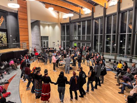 Students participate in the Round Dance in November 2022. 