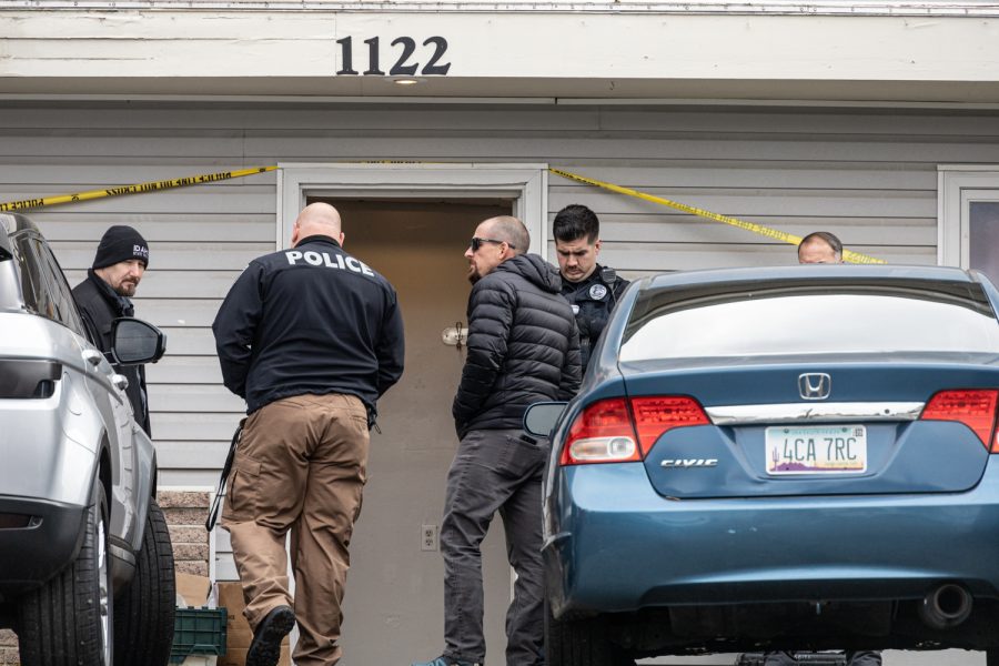 The Moscow Police Department investigates a possible homicide at an apartment complex near the University of Idaho, Nov. 14, in Moscow, Idaho.
