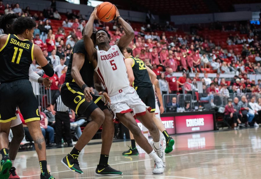 WSU+guard+TJ+Bamba+goes+up+for+a+shot+during+an+NCAA+men%E2%80%99s+basketball+game+against+Oregon%2C+Sunday%2C+Feb.+19%2C+2023%2C+in+Pullman%2C+Wash.