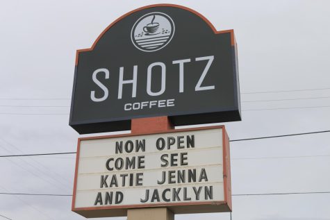 SHOTZ Coffees sign in Colfax, Wash., Feb. 17.