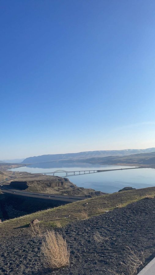 Looking back over the Vantage Bridge at the gorgeous Columbia River.