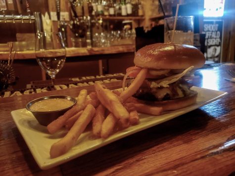 The Cougar Burger with fries at Birch and Barley