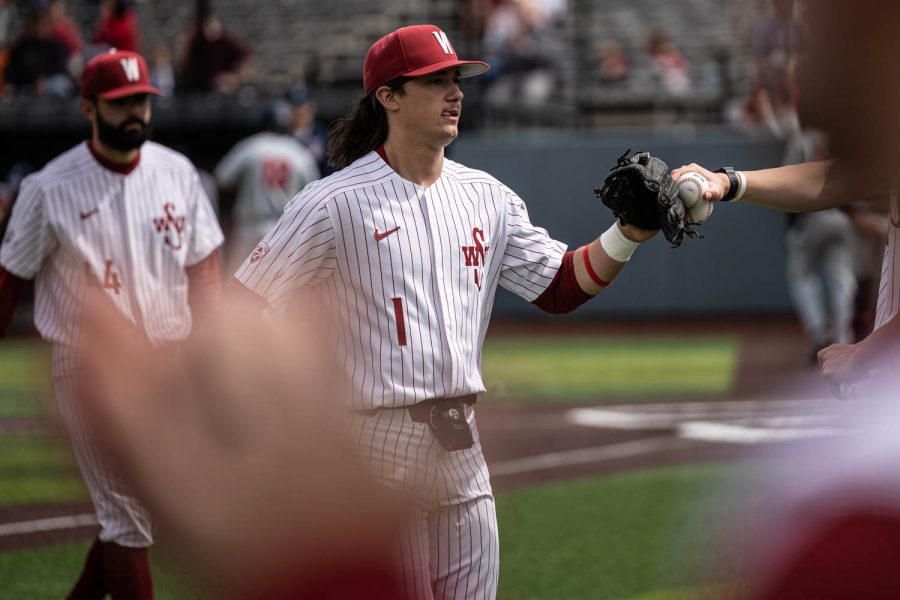 WSU infielder Kyle Russel heads to the dugout during an NCAA baseball game against Arizona, April 16, 2023, in Pullman, Wash. 