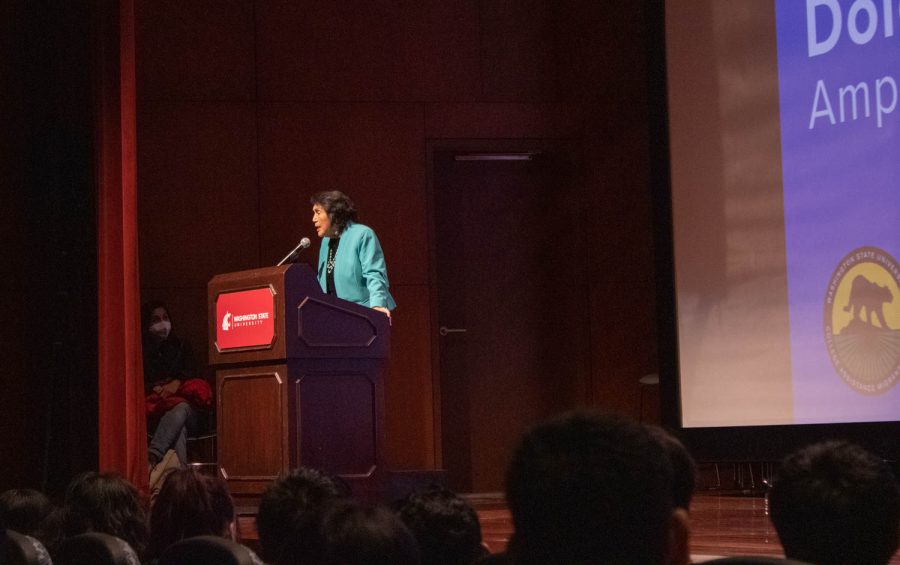 Dolores Huerta spoke about human rights and the importance of voting at her keynote on April 3, 2023.