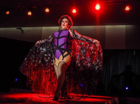 Aquasha DeLusty performing at a past drag show.