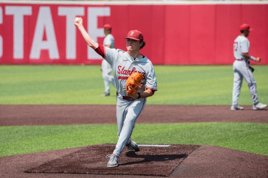 Stanfords Joey Dixon pitched 5 innings of 3-run ball against WSU, May 20, in Pullman, Wash.