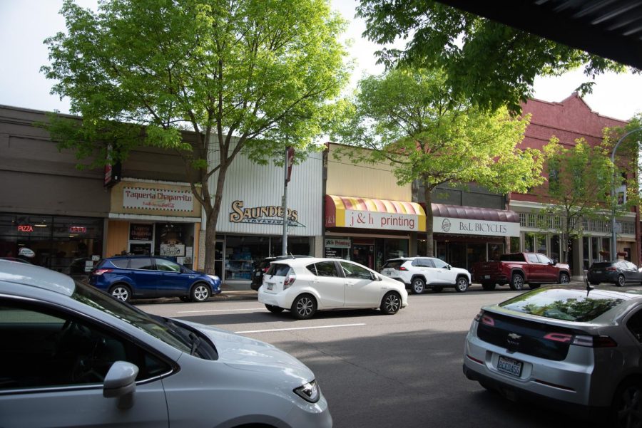 The downtown area of Pullman, Wash., May 16.