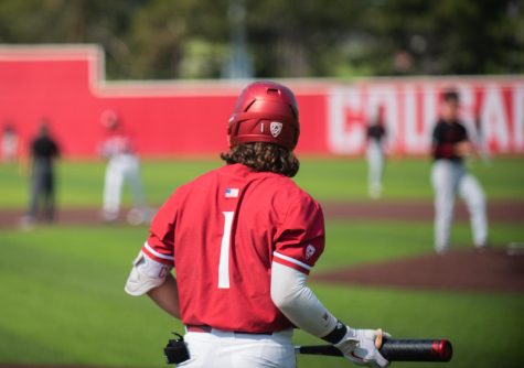 Kyle Russell looks ahead of at bat against Stanford, May 19.
