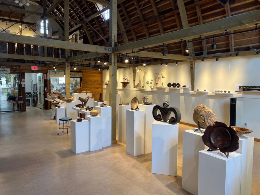 Woodwork+on+display+at+a+past+wood+show+at+the+Dahmen+Barn.