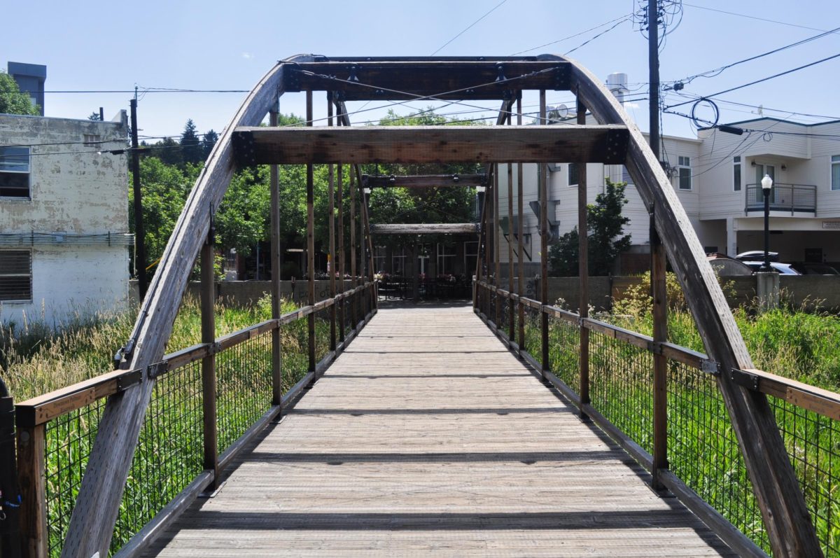 A bridge on the Pullman Riverwalk trail, Pullman, Wash., July 5.