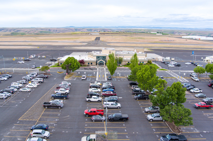 The Lewiston Regional Airport and its parking lot as they currently appear
