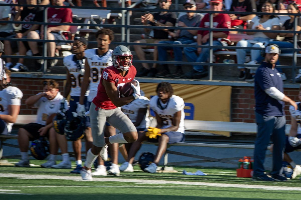 Tsion Nunnally runs uncontested down the sideline and into the end zone against Northern Colorado, Sept. 16. 