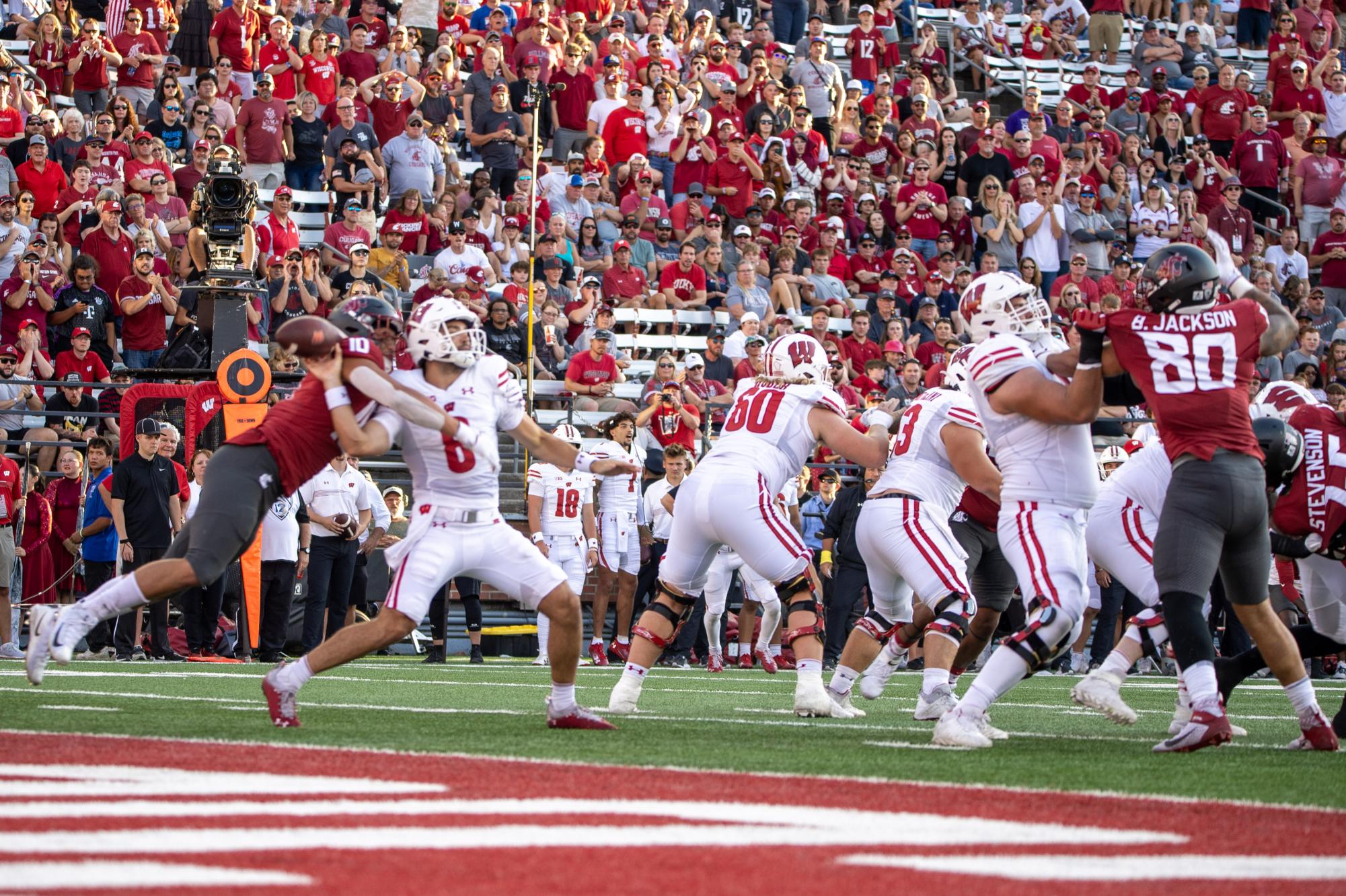 WATCH: A former Wisconsin Badger strips the opposing QB for his