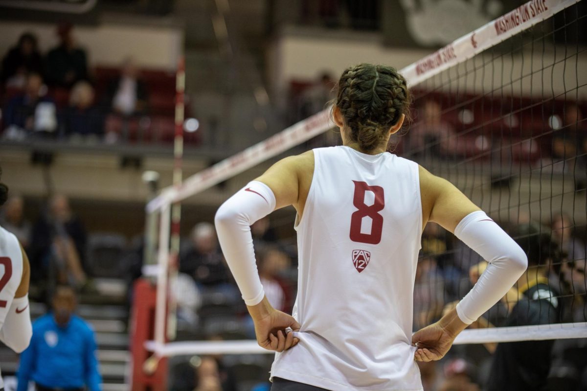 Katy Ryan looks toward the sideline after picking up a kill against Towson, Sept. 7. 