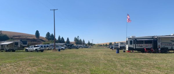 Recreational vehicles parked at the Flying B RV Park run by two WSU alumni, Pullman, Wash.