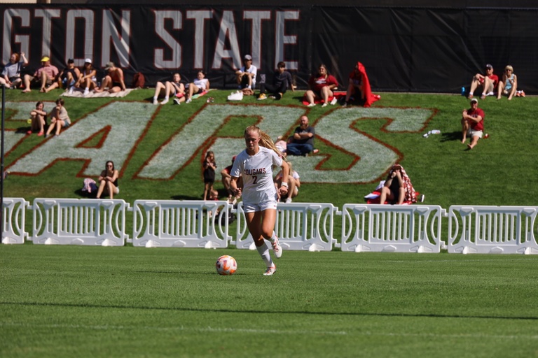 WSU defender Reese Tappan in an NCAA soccer match against Kansas Sept. 10 at Lower Soccer Field in Pullman, Wash.