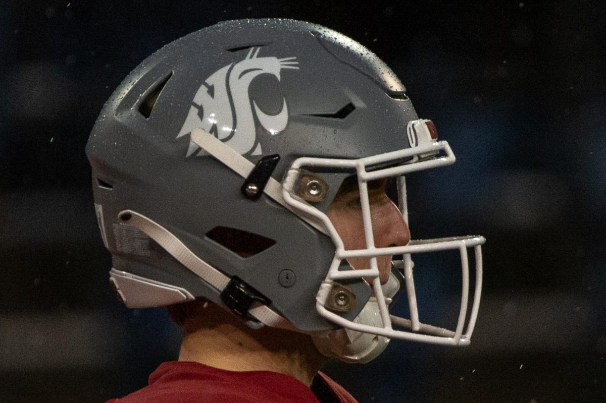 WSU wore grey helmets against Stanford in the Family Weekend game, Nov. 4, in Pullman, Wash. 