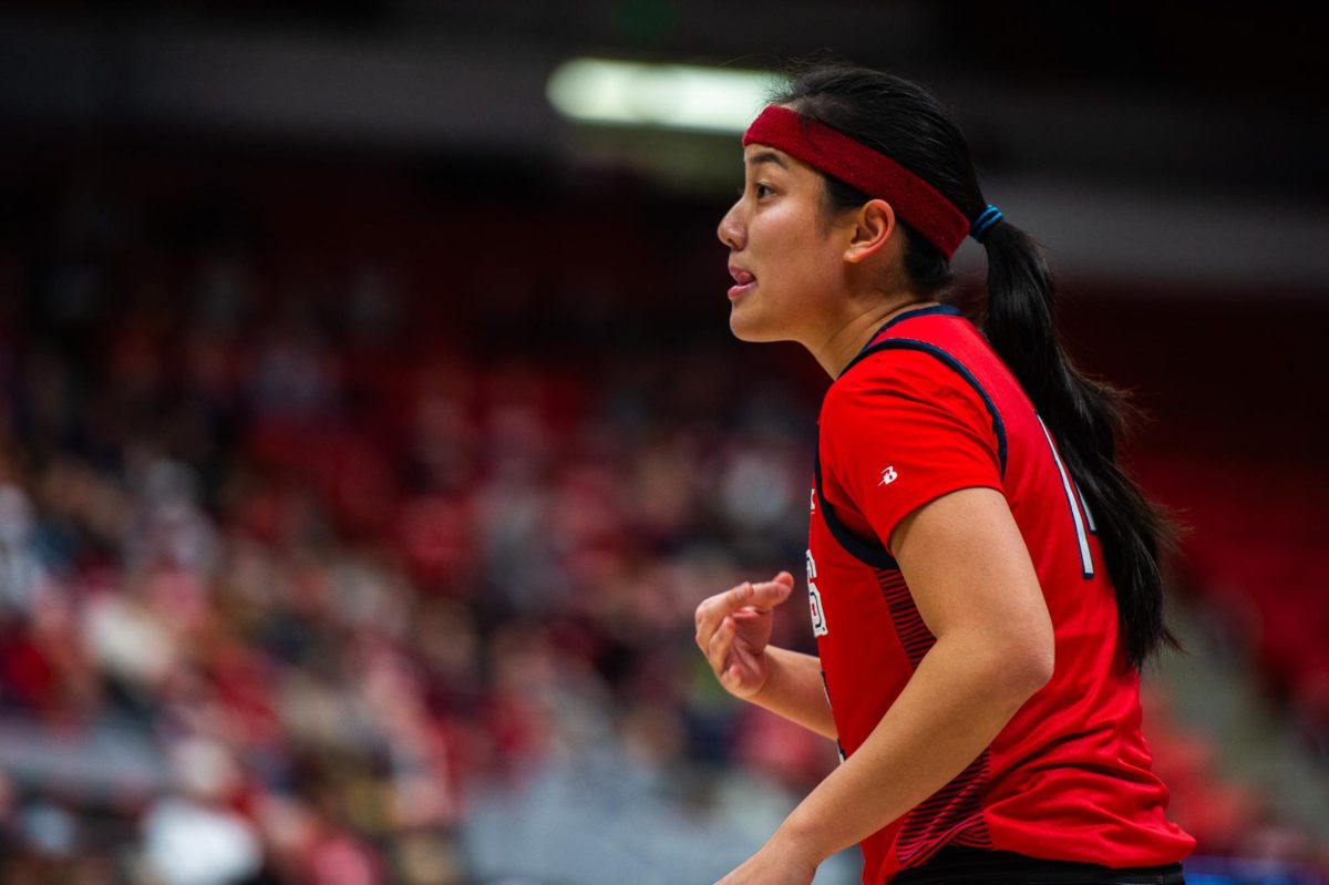 Gonzagas Kaylynne Truong signals the play to her inbounder as the Zags battle the Cougs, Nov. 9, in Pullman, Wash. 