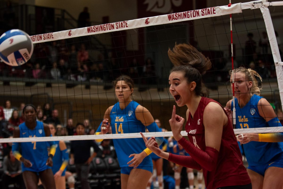 Katy+Ryan+provided+nine+kills+and+five+blocks+for+WSU+volleyball+in+their+five-set+loss+to+UCLA+Nov.+10+2023+in+Pullman%2C+Wash.