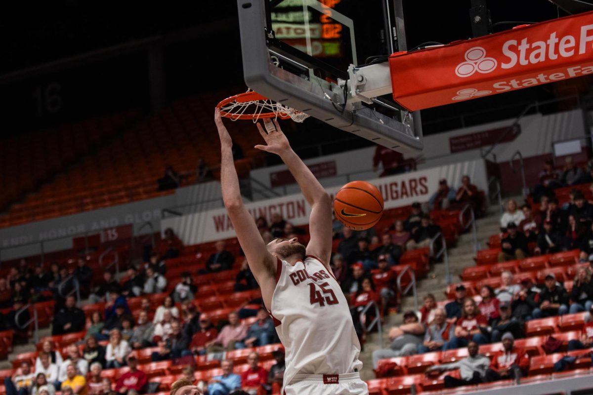 Oscar Cluff scored 6 points in his WSU debut, finding the rim several times during WSU men’s basketball 84-59 win over Idaho, Nov. 6. 2023 at Beasley Coliseum in Pullman, Wash.