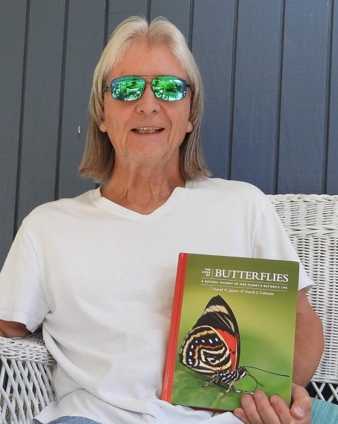 David James with his book, The Lives of Butterflies: A Natural History of Our Planets Butterfly Life.