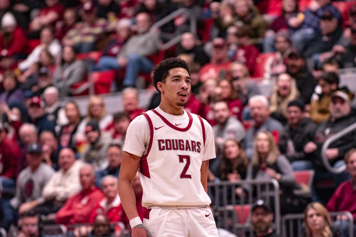 Myles Rice had 18 points in the Cougs win over Arizona to help lead the team to victory, Jan. 13, in Pullman, Wash. 
