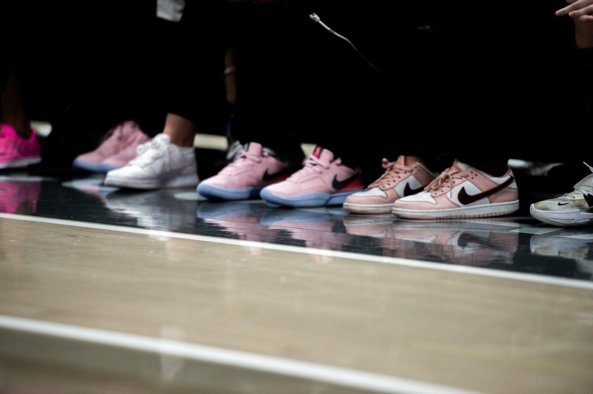 WSU WBB wore pink shoes against Cal, Feb. 9, in Pullman, Wash.